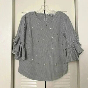 KONTROL CONTEMPORARY Pearl striped‎ top | size medium
